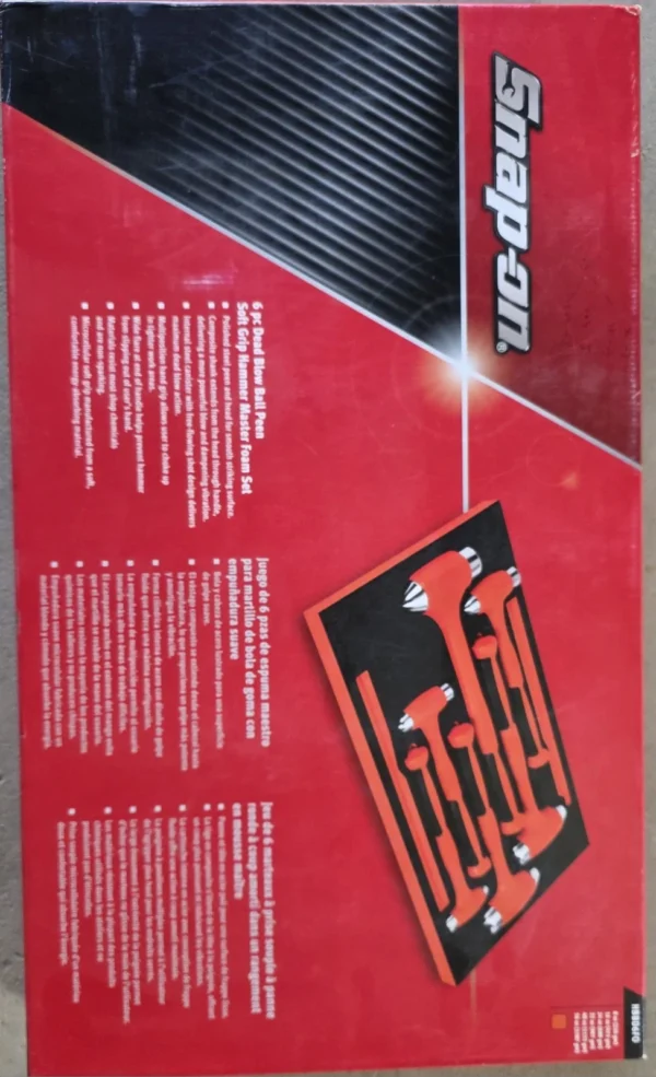 Snap-on Tools USA ORANGE 6pc Soft Grip DeadBlow Hammer Master Foam Set HBBD6FO