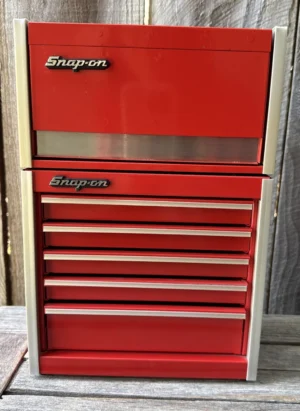 Snap-On Mini Tool Box Top & Bottom Chest Set Red 8 Drawer
