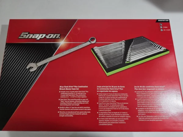 Snap-on SOEXFSET1BG 38-piece MASTER Flank Drive Plus Wrench GREEN Foam Set