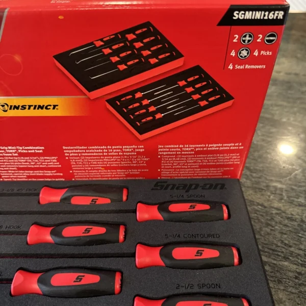 Snap On sgmini16fr 16pc soft grip mini screwdriver Torx picks & seal removal set