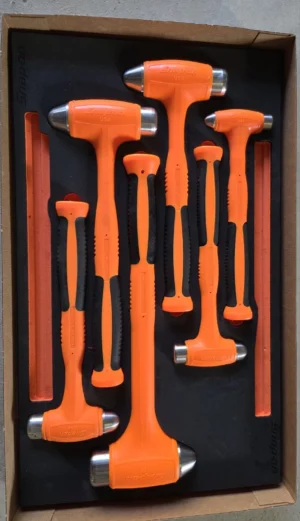 Snap-on Tools USA ORANGE 6pc Soft Grip DeadBlow Hammer Master Foam Set HBBD6FO