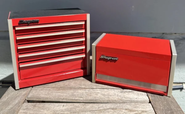 Snap-On Mini Tool Box Top & Bottom Chest Set Red 8 Drawer