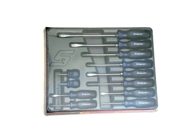 Snap On Tools NEW SGDX120BMB 12pc POWER BLUE Soft Grip Combo Screwdriver Set USA