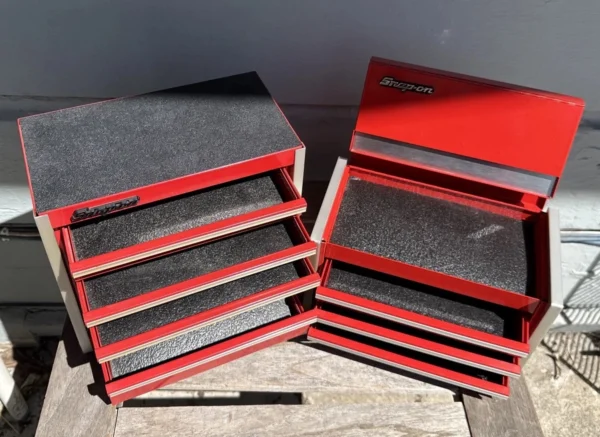 Snap-On Mini Tool Box Top & Bottom Chest Set Red 8 Drawer