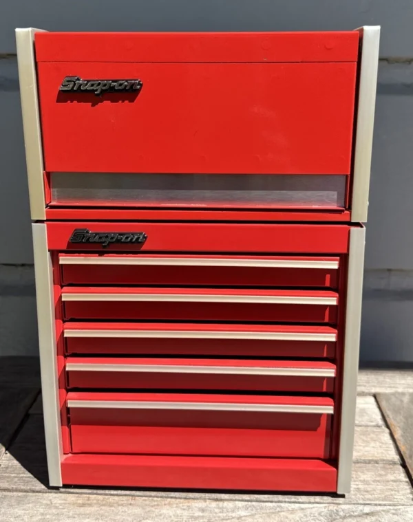 Snap-On Mini Tool Box Top & Bottom Chest Set Red 8 Drawer