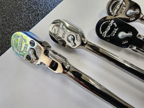 Snap-on Tools USA NEW 4-Piece 1/4" Drive Fixed & Flex Head Chrome Ratchet Set