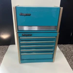 Snap On Mini Micro Tool Box TEAL Combo Rare Top Chest 2 piece w drawers