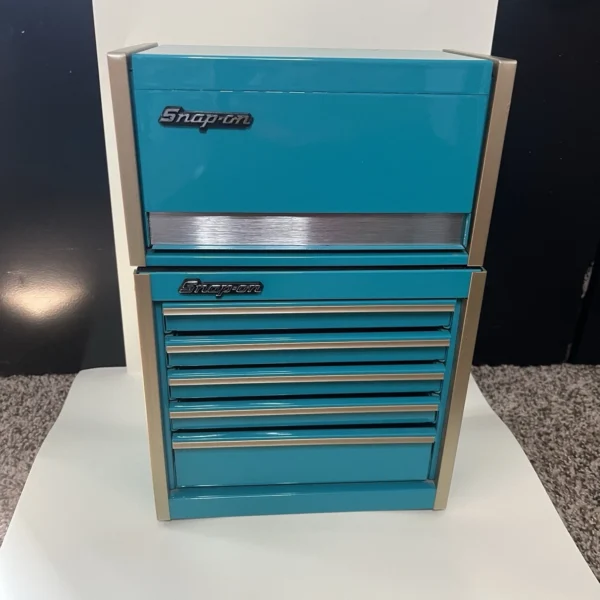 Snap On Mini Micro Tool Box TEAL Combo Rare Top Chest 2 piece w drawers