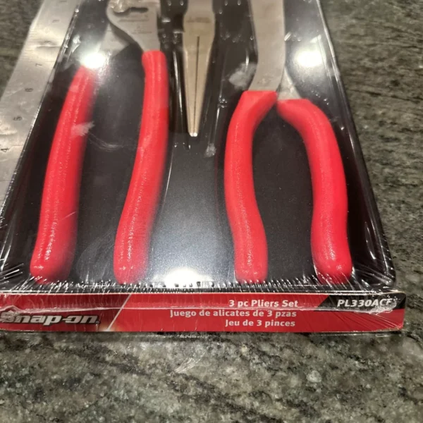 Snap On pl330acf 3 pc long nose pliers set sealed red