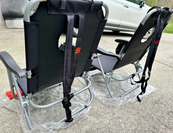 x2 Snap-On Cornhole Black Beach Chairs Corn Hole Snap On w/Bags Fold Up NOB READ