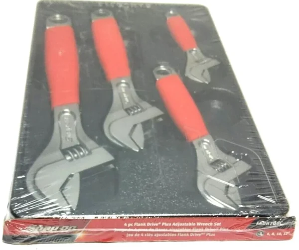 SNAP ON TOOLS USA 6" 8" 10" 12" Flank Dr Plus Adjustable Wrench Set FADH704C O
