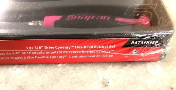 Snap-On Tools PINK 3pc 3/8" Drive Cynergy Soft Grip Flex Ratchet Set RAT3FHFEP