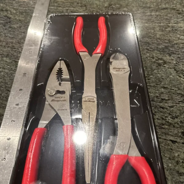 Snap On pl330acf 3 pc long nose pliers set sealed red