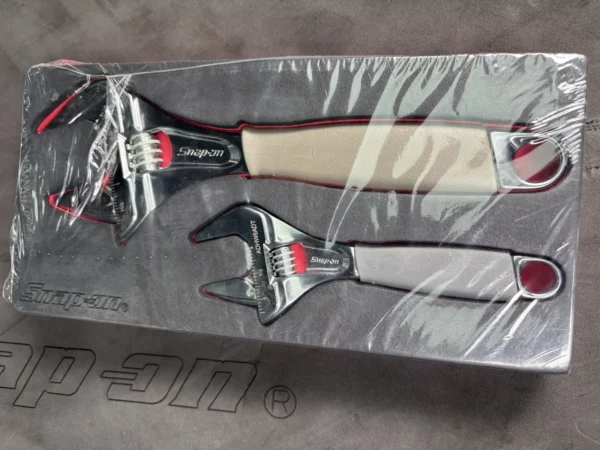 Snap-on 2pc 6" 10" Adjustable Wrench Spanner Pro Fi Foam Set Dark Titanium Grey