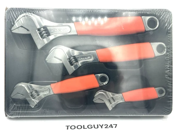SNAP ON TOOLS USA 6" 8" 10" 12" Flank Dr Plus Adjustable Wrench Set FADH704C O