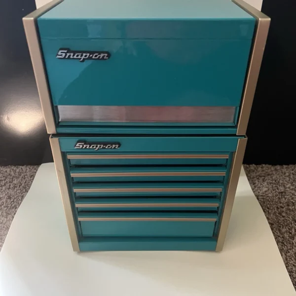 Snap On Mini Micro Tool Box TEAL Combo Rare Top Chest 2 piece w drawers