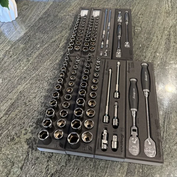 Snap-on 106 pc 3/8” & 1/4” dark titanium sae metric foam tool set