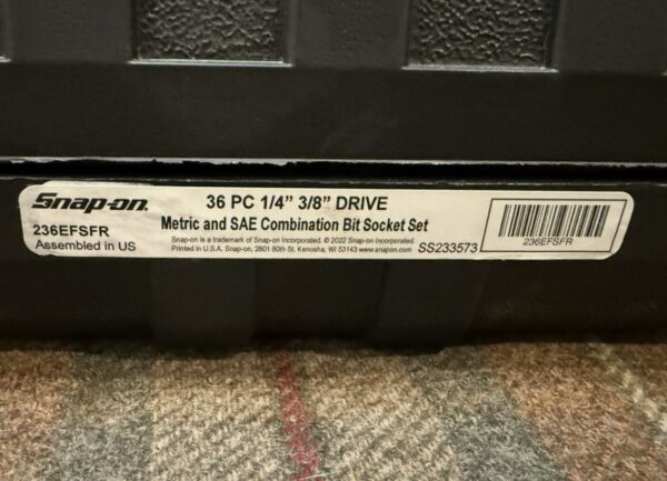 Snap On Tools NEW 236EFSFR 36pc 1/4" 3/8" Drive Metric / SAE Bit Socket Set USA